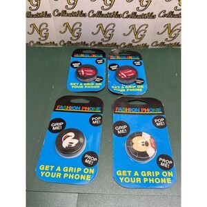 Lot of 4 Fashion Phone Grips Rolling Stones Mickey Mouse Universal Socket Stand